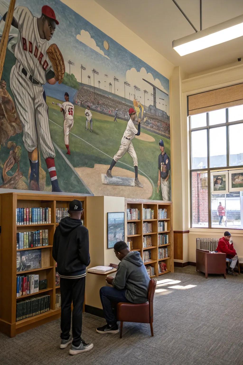 Explore baseball's cultural significance with a thoughtful mural.