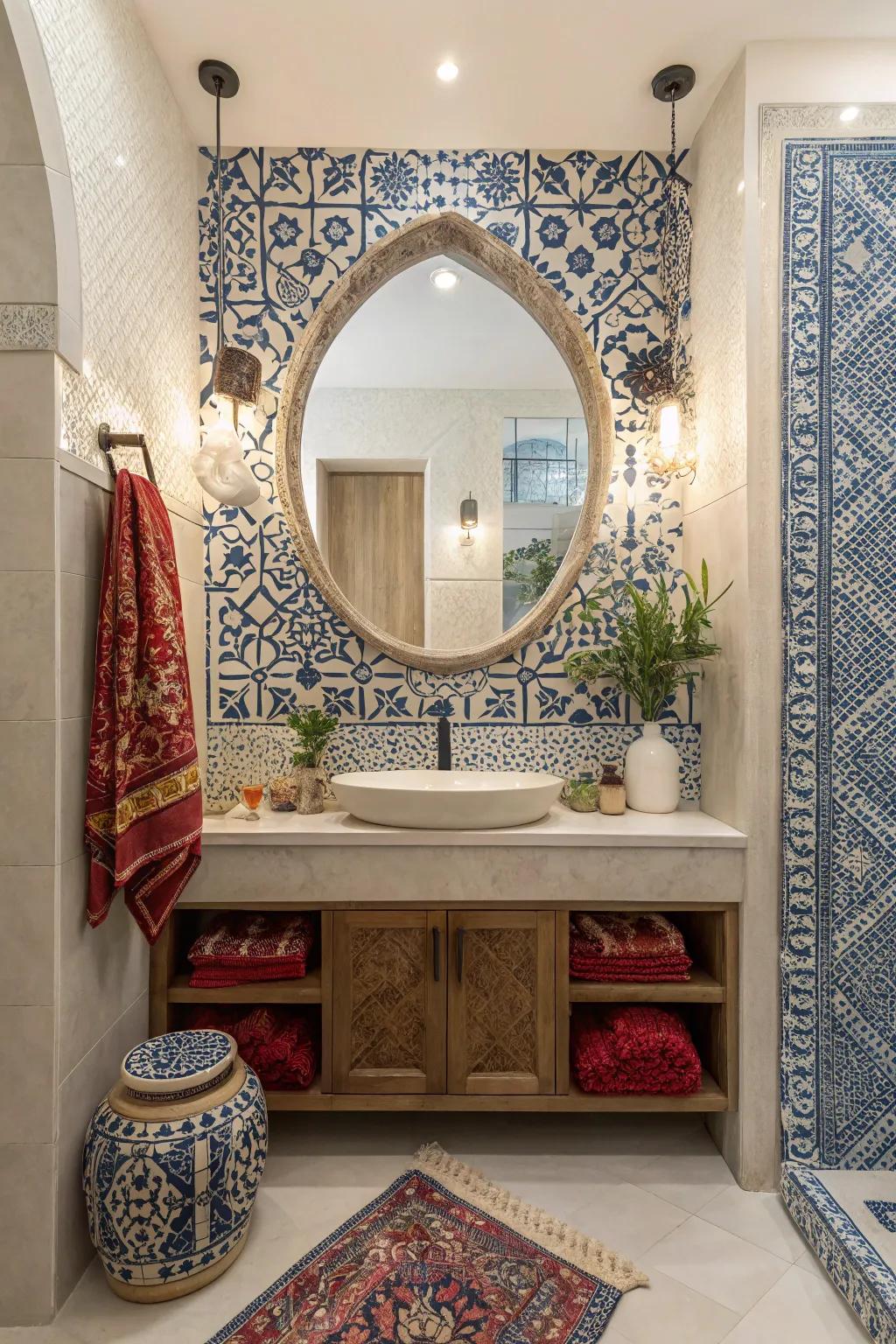 Moorish tiles add exotic elegance to your bathroom.