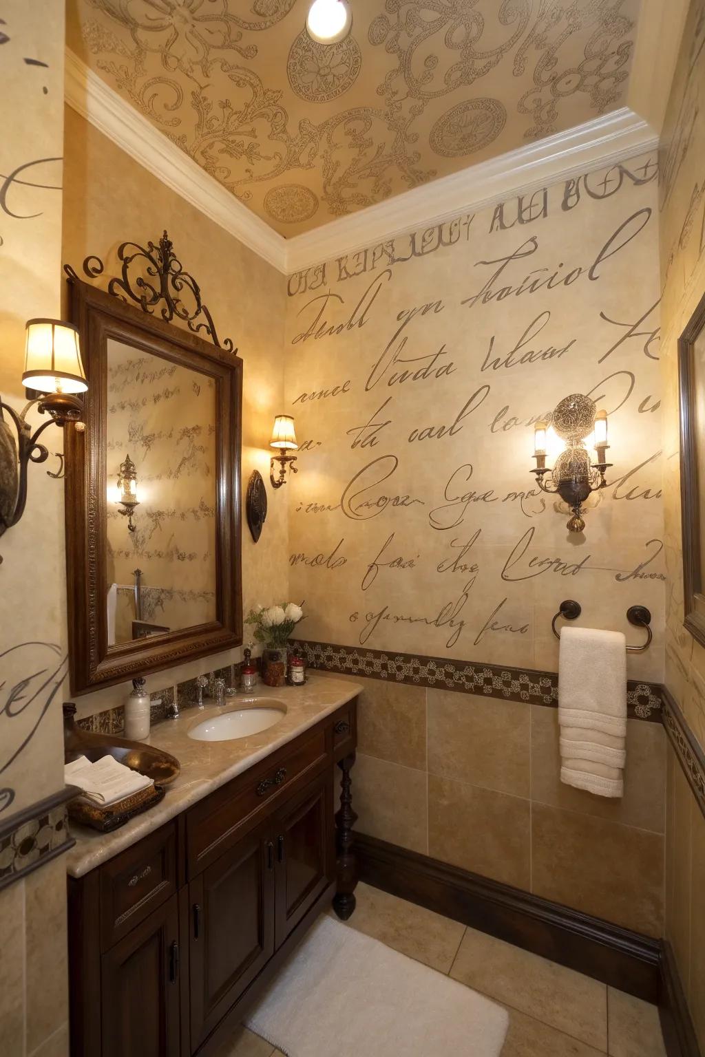 Elegant script decals add sophistication to your bathroom decor.