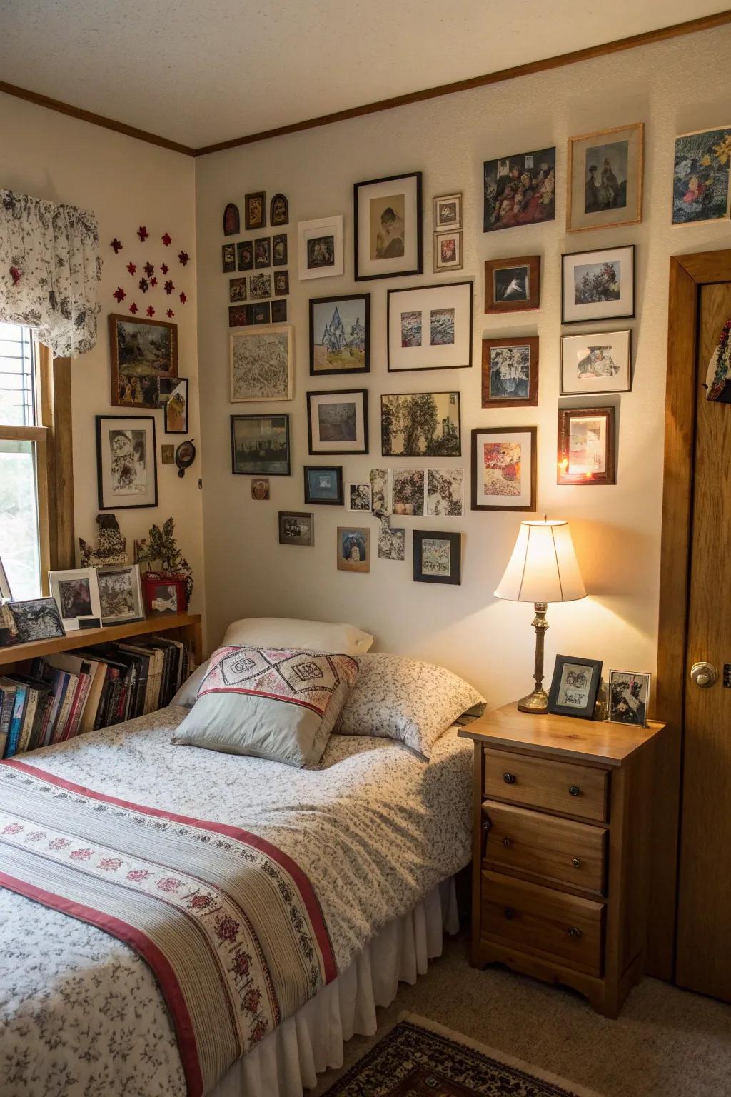 Personal touches add warmth and individuality to this bedroom.