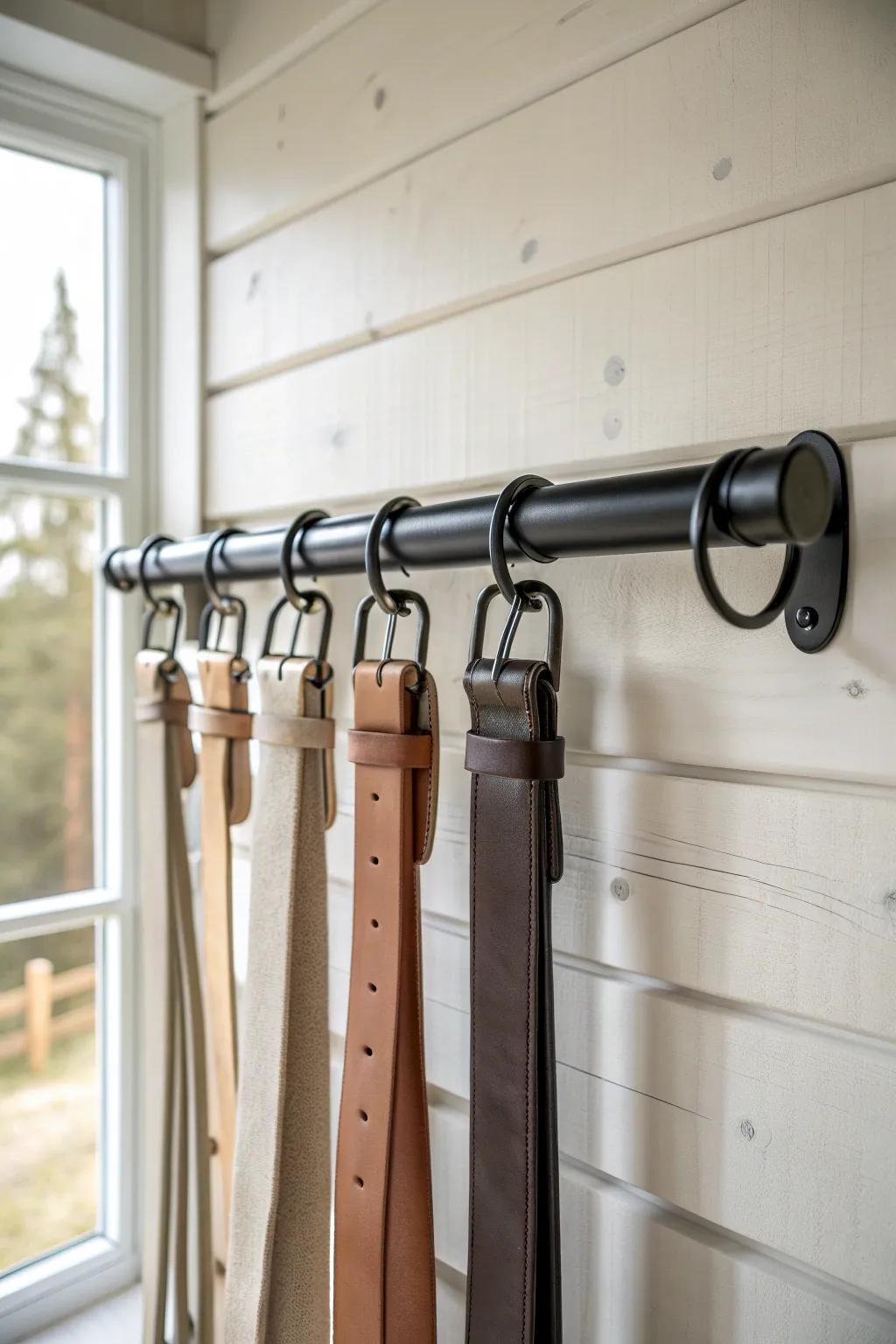 Embrace simplicity and style with a minimalist belt organization solution. #ScandiBohoChic