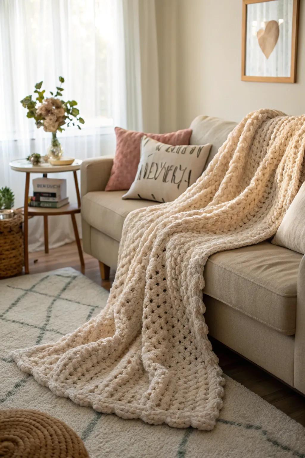 Snuggle up with a handmade crochet blanket.