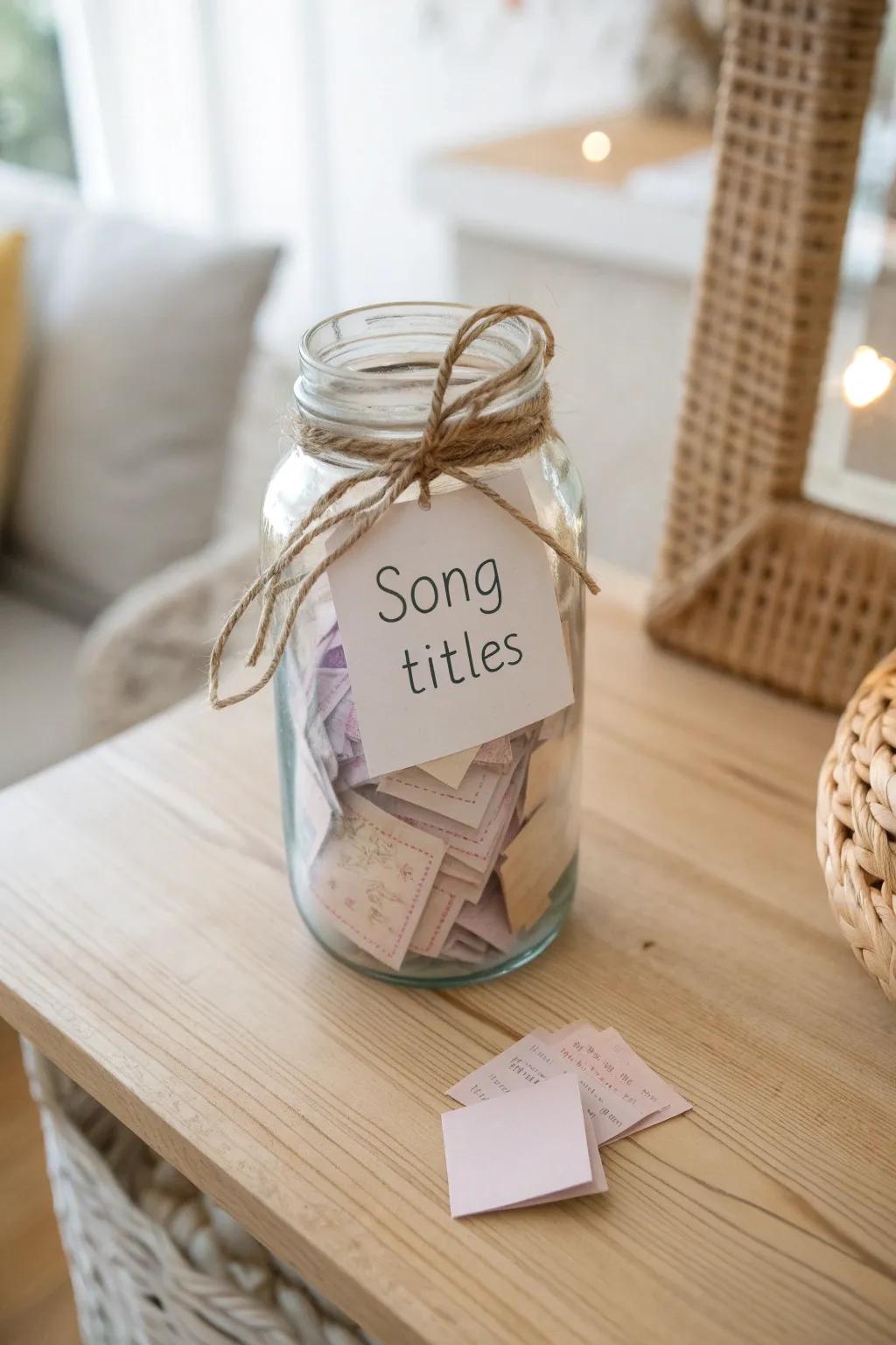 A harmonious gift for your best friend: A Music Playlist Jar filled with memories.