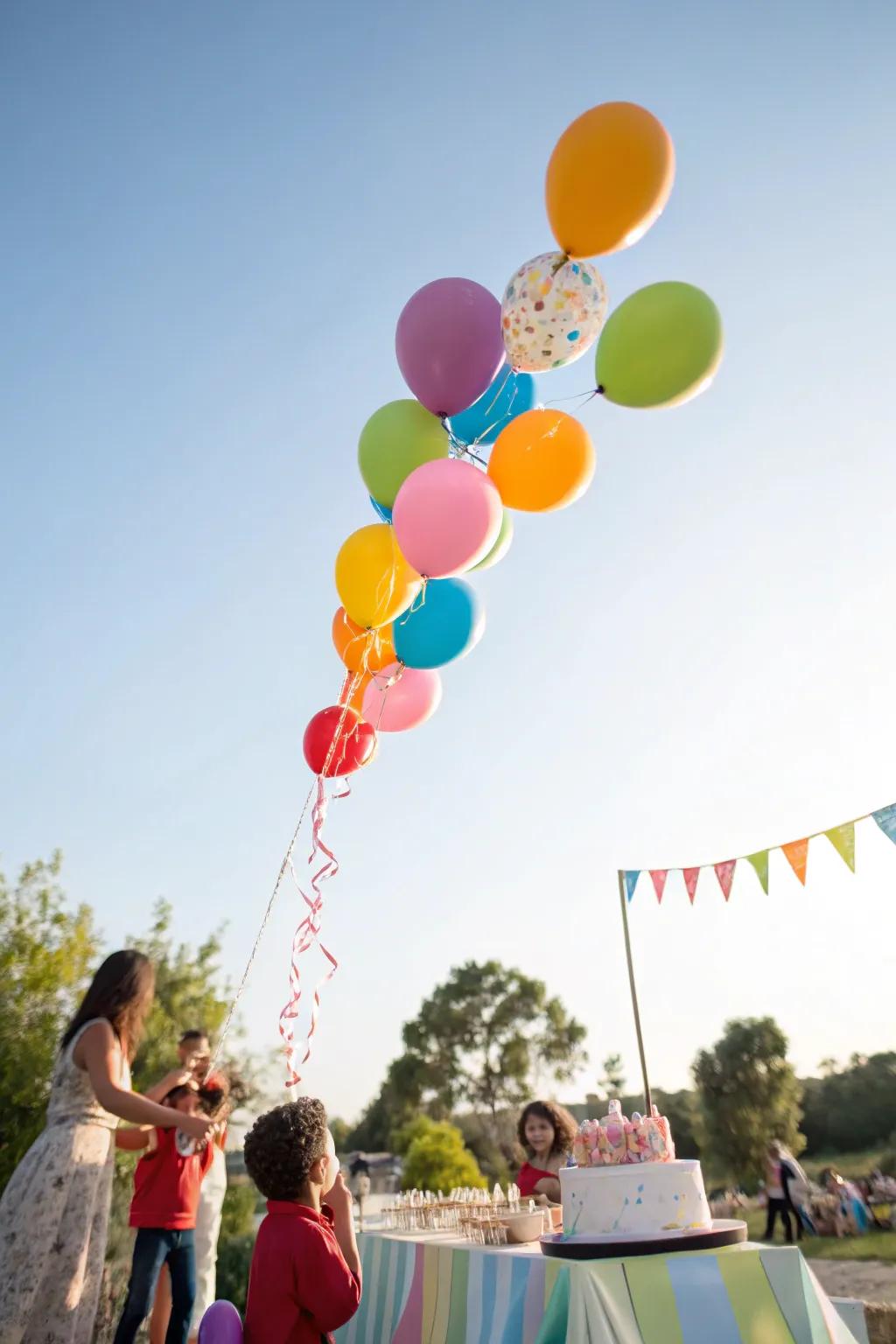 Dramatic balloon fireworks that add a splash of color and excitement to an outdoor celebration.