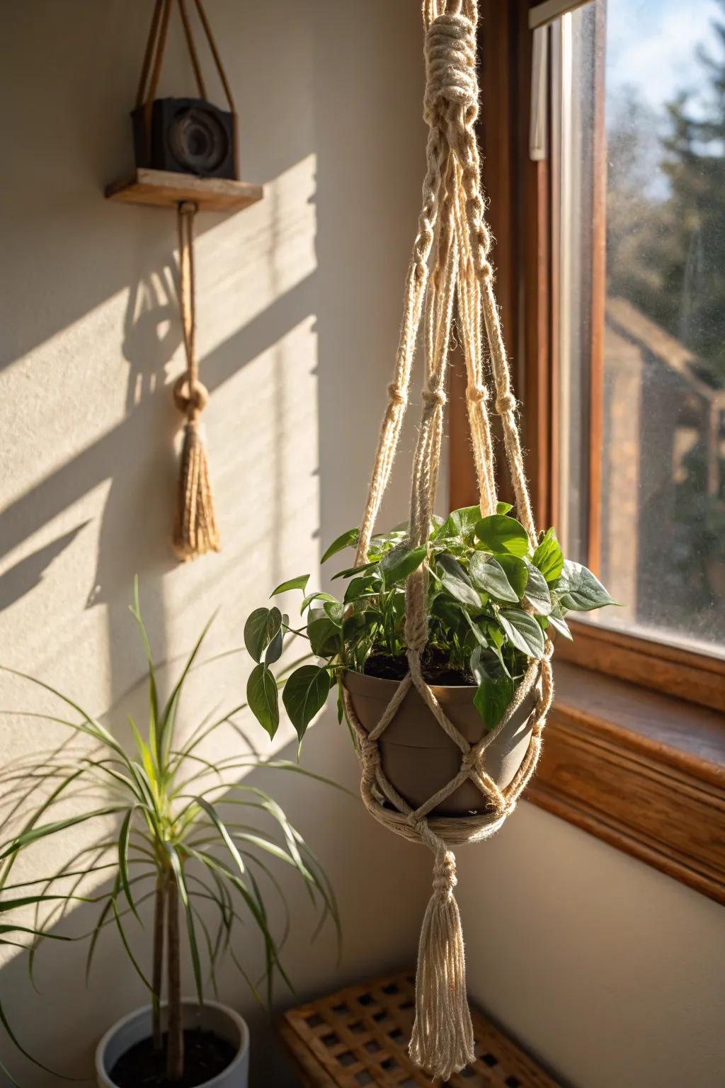 Add greenery with a DIY plant hanger.