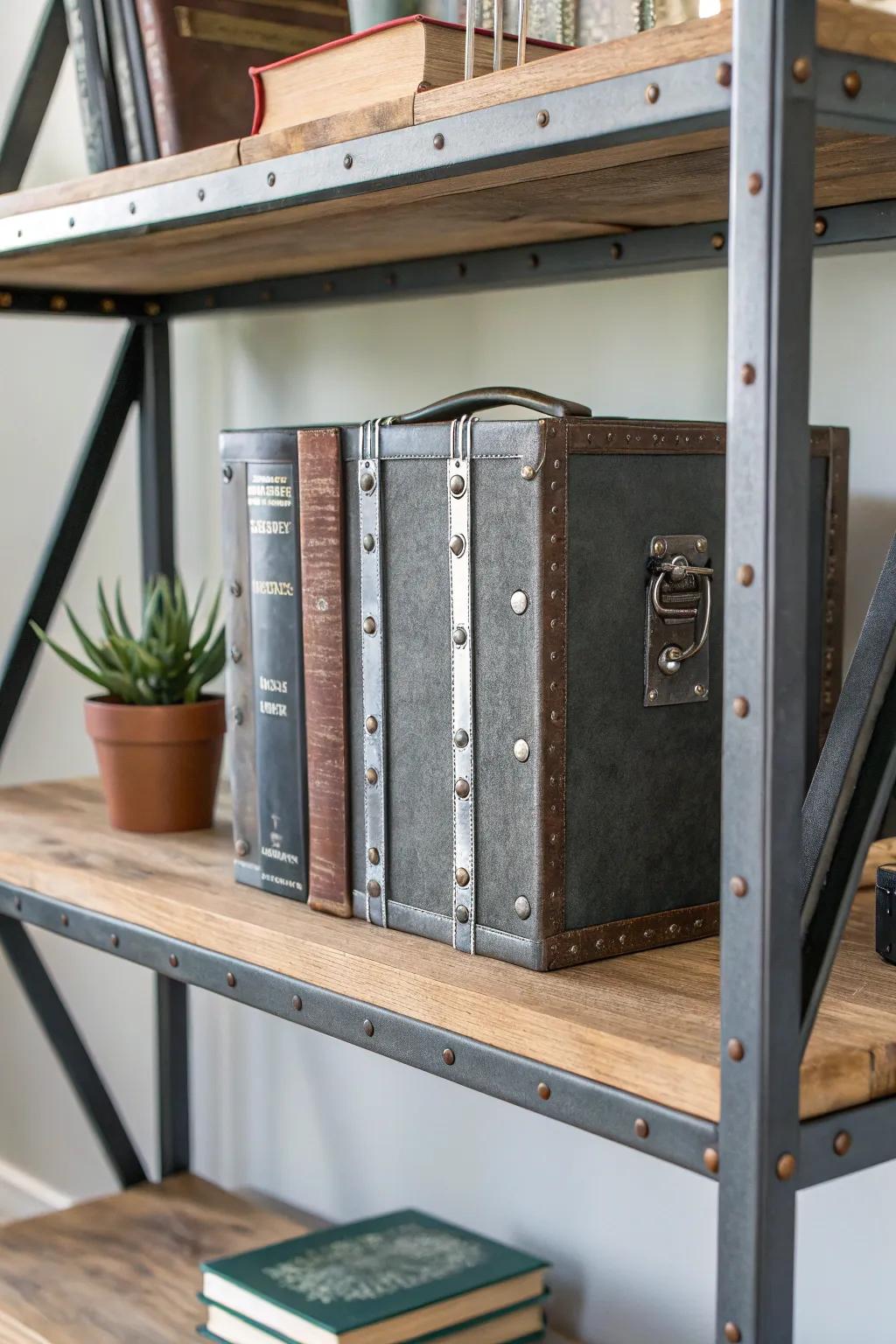 An industrial chic book box for the modern home.