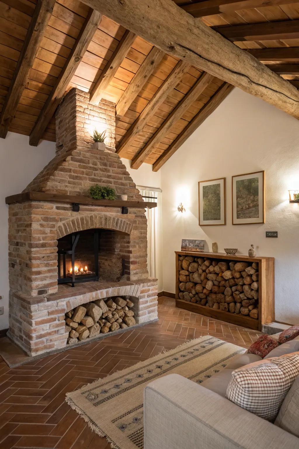 Rustic elegance with a firewood niche.