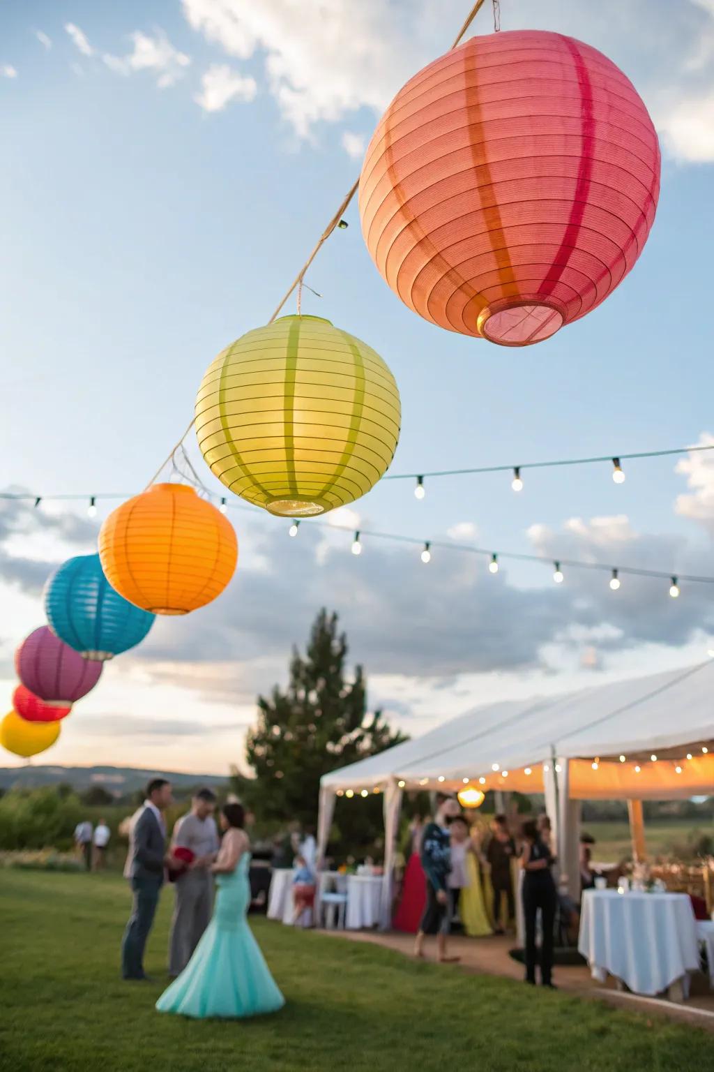 Paper lanterns add a whimsical and colorful touch to any wedding.