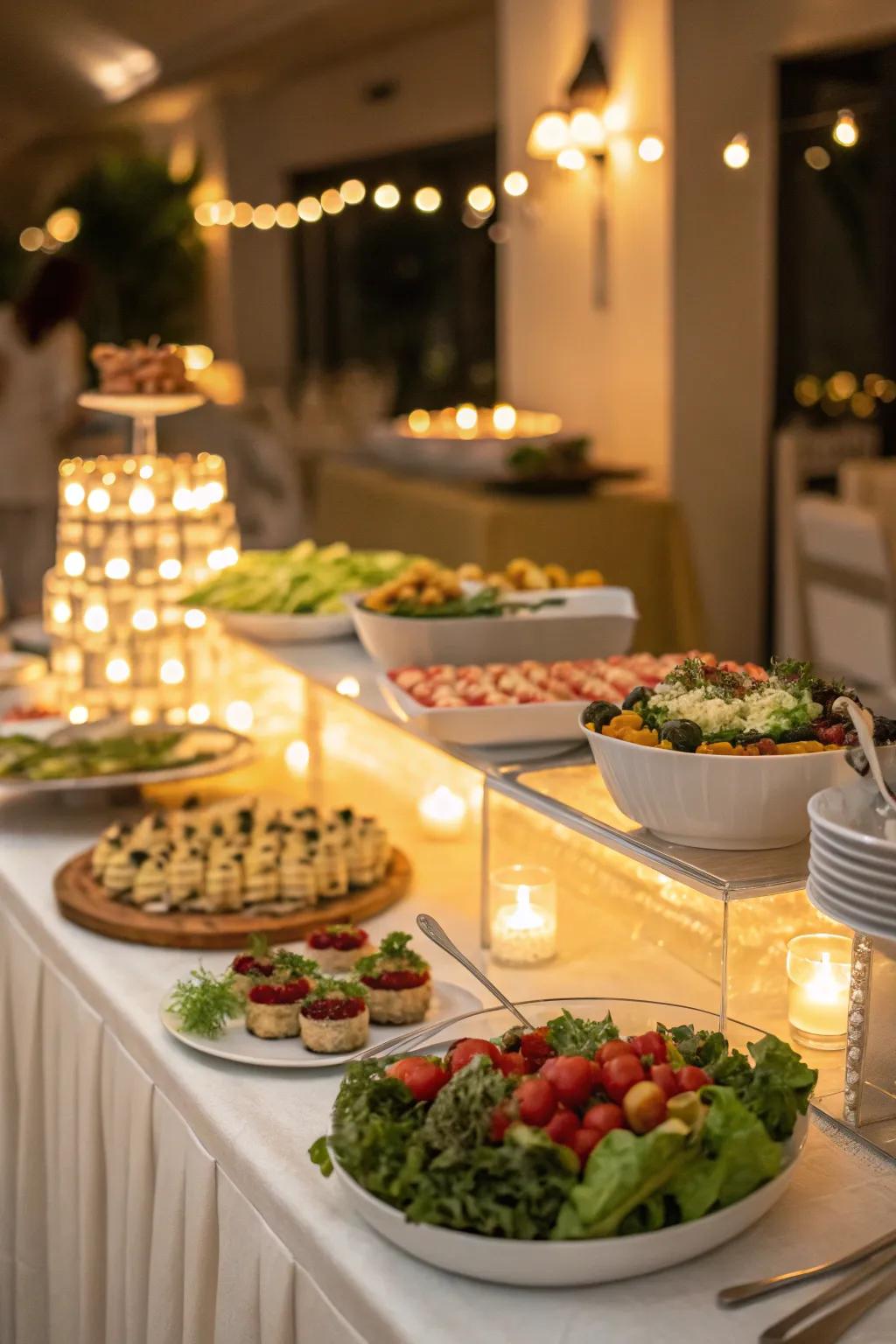 Proper lighting sets the mood and enhances your buffet's appeal.