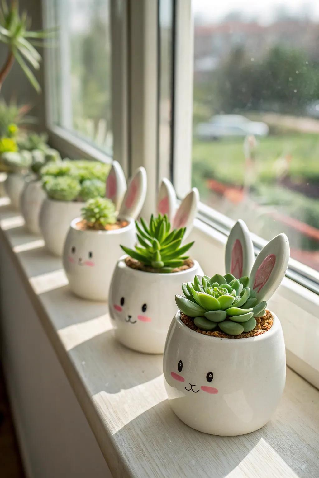 These bunny planters bring a playful elegance to your greenery.