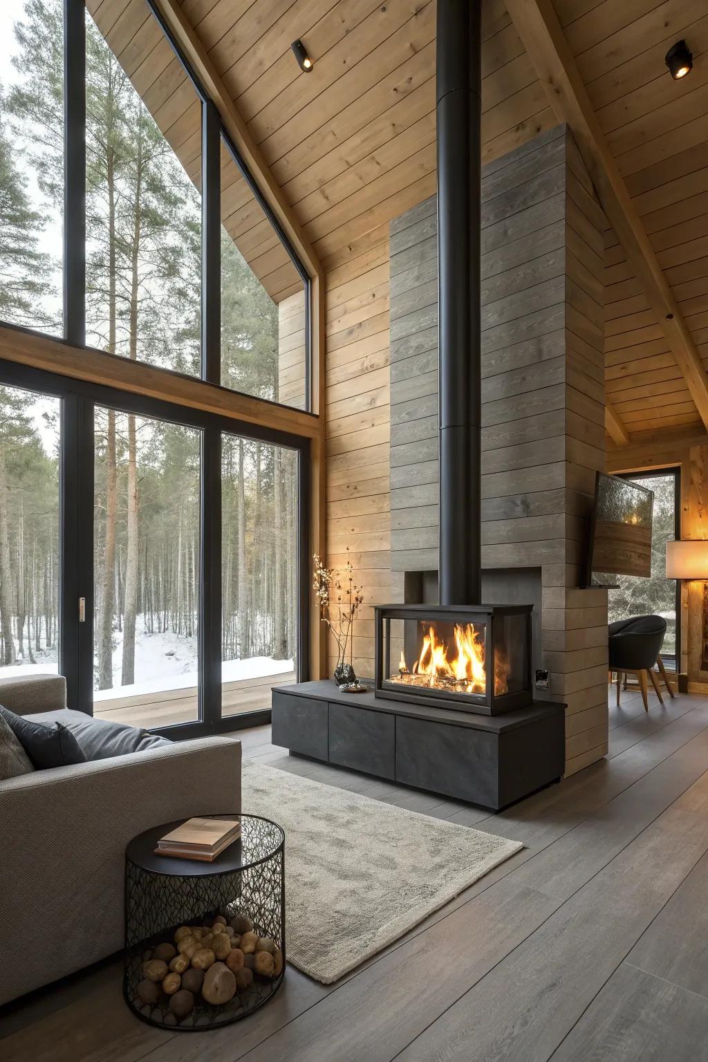 An eco-friendly fireplace offering sustainable warmth.