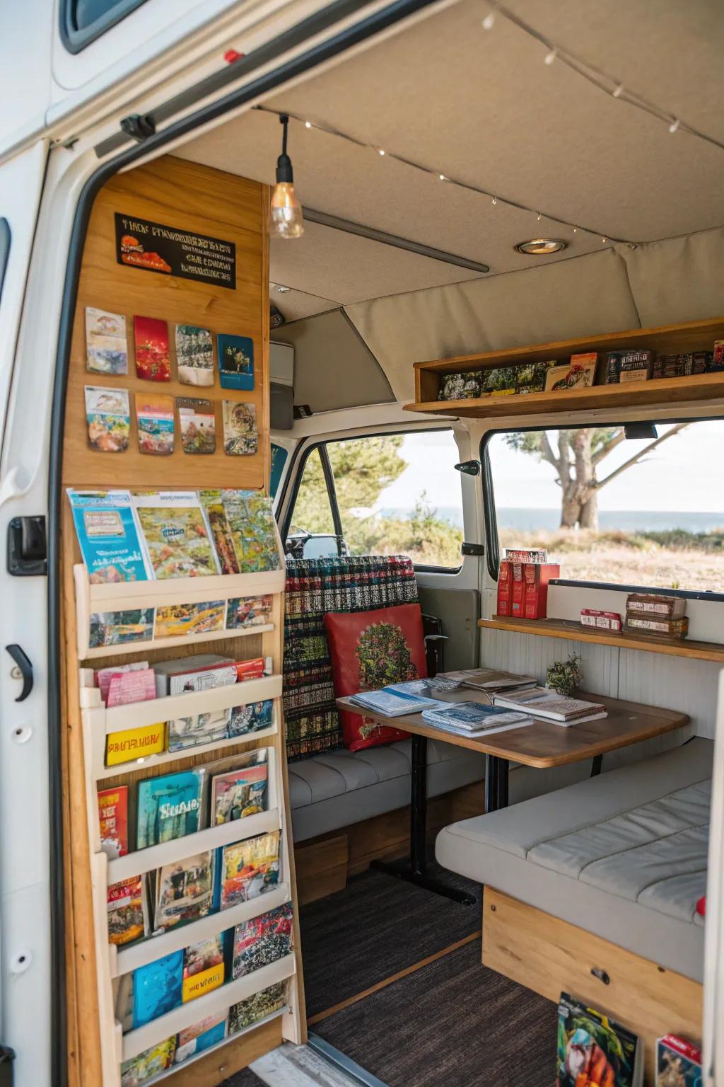 Display travel souvenirs to personalize your camper.