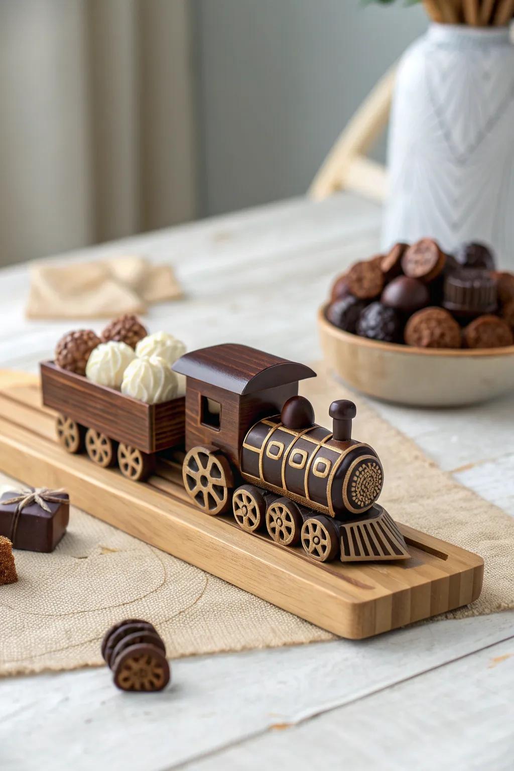 Indulge in a sweet journey with our exquisite gourmet candy train, where simplicity meets luxury.