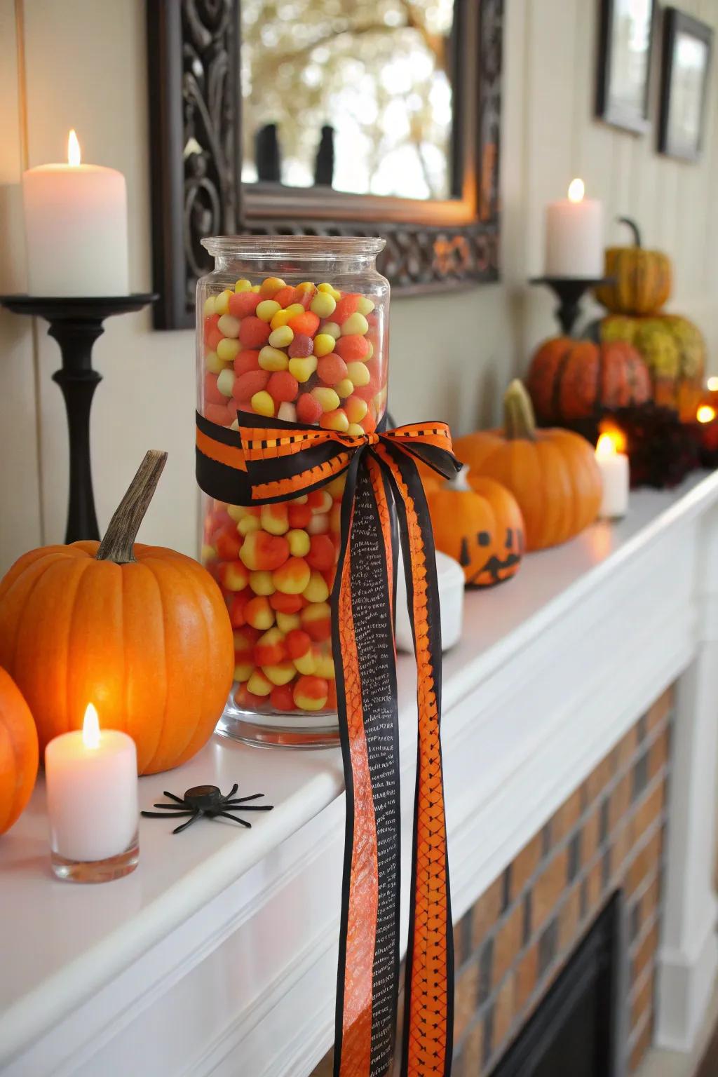 A Halloween candy vase adds spooky charm to your seasonal decor.