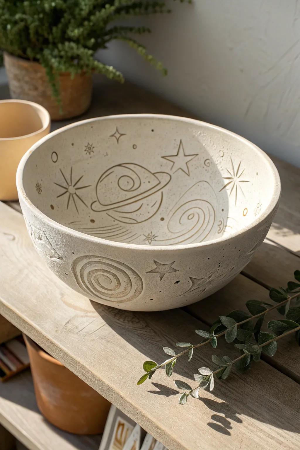 Bring the universe into your home with this stunning galactic pottery piece.