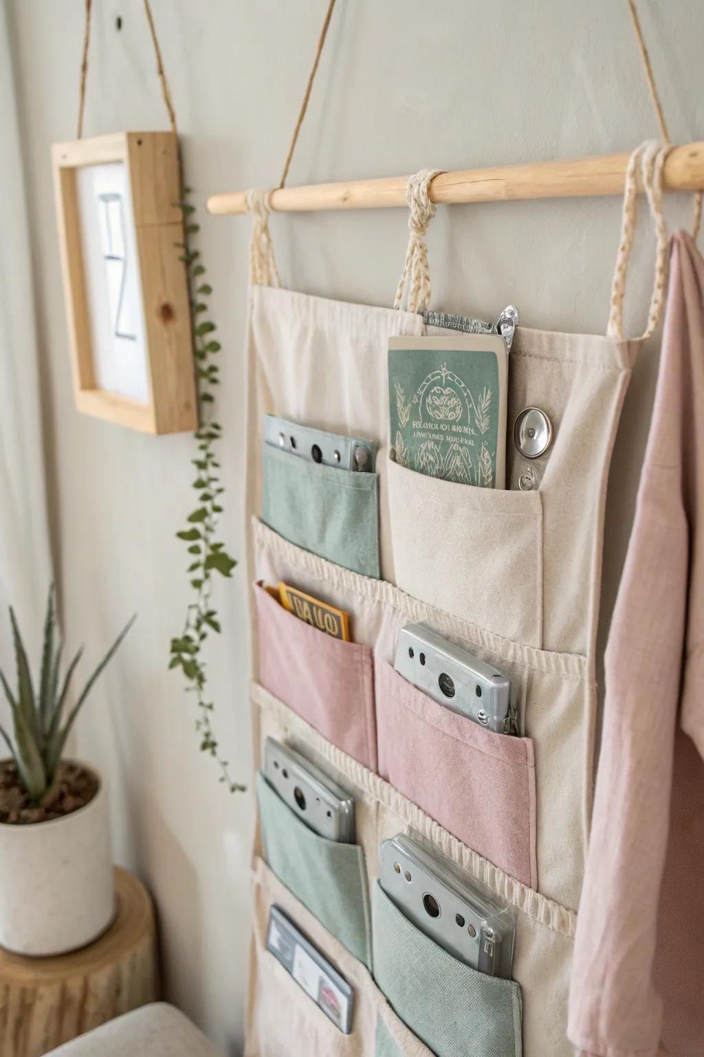 Organize with style: DIY fabric pockets for your vintage cassette tapes!