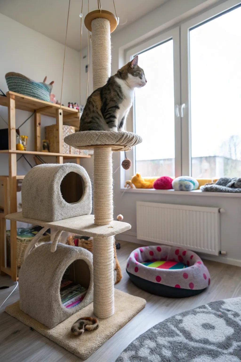 Multi-level platforms offer endless exploration for curious cats.