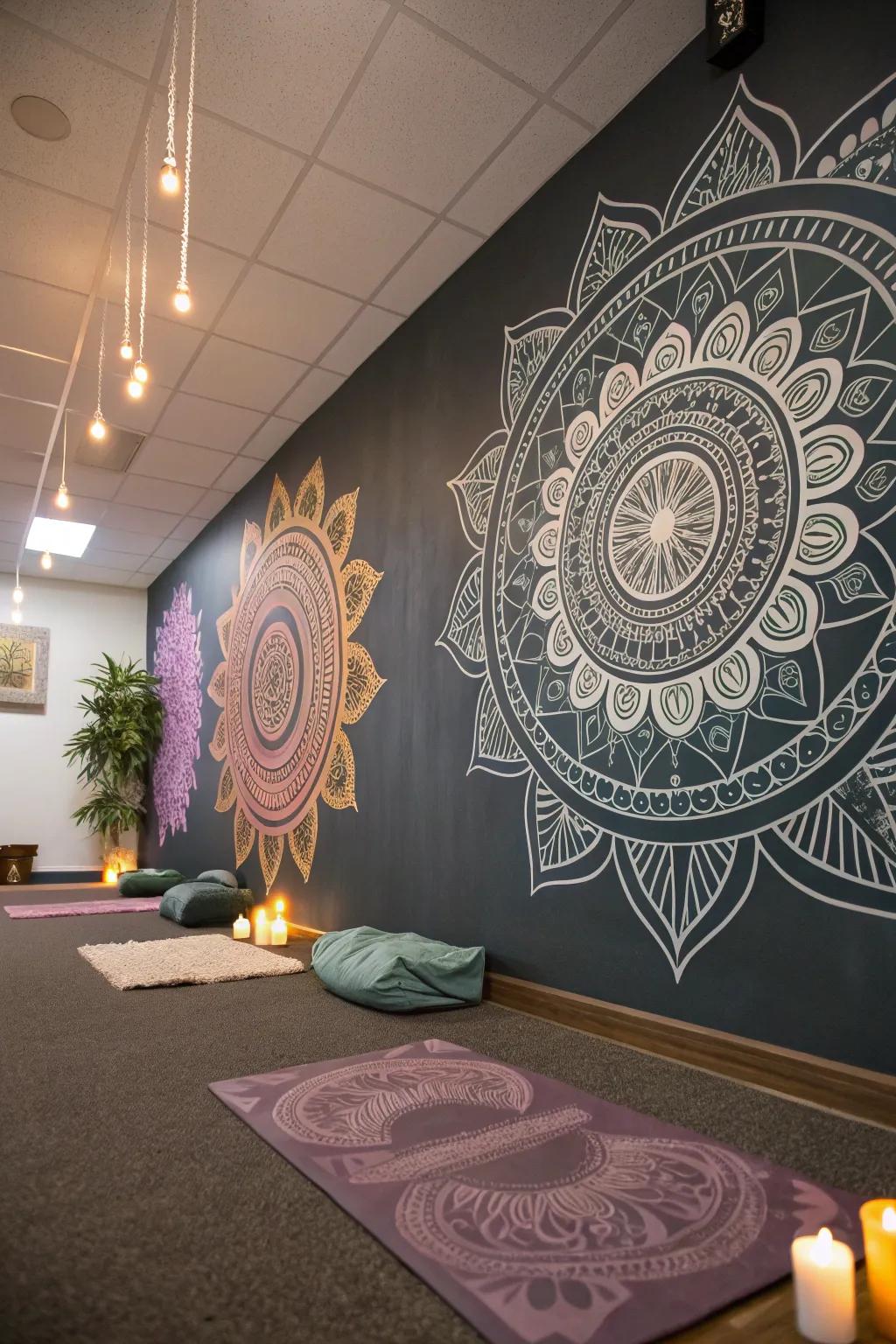 Find peace and tranquility with a zen mandala mural.