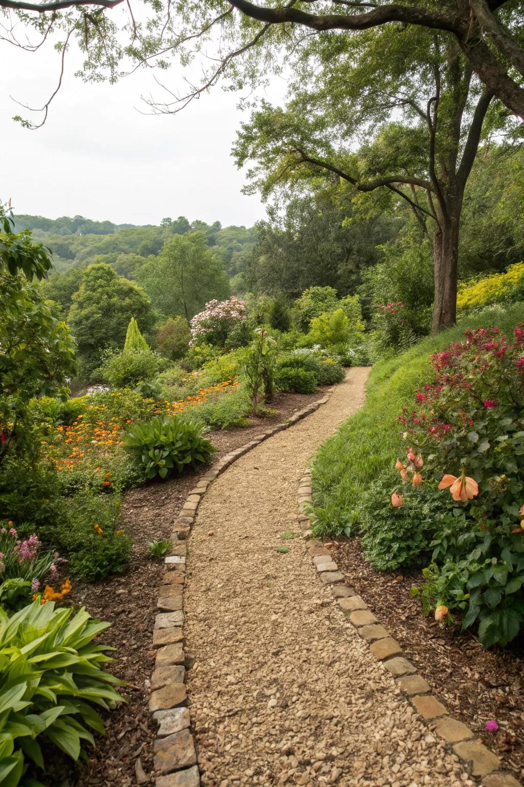 Mulch and gravel paths are perfect for informal, natural settings.