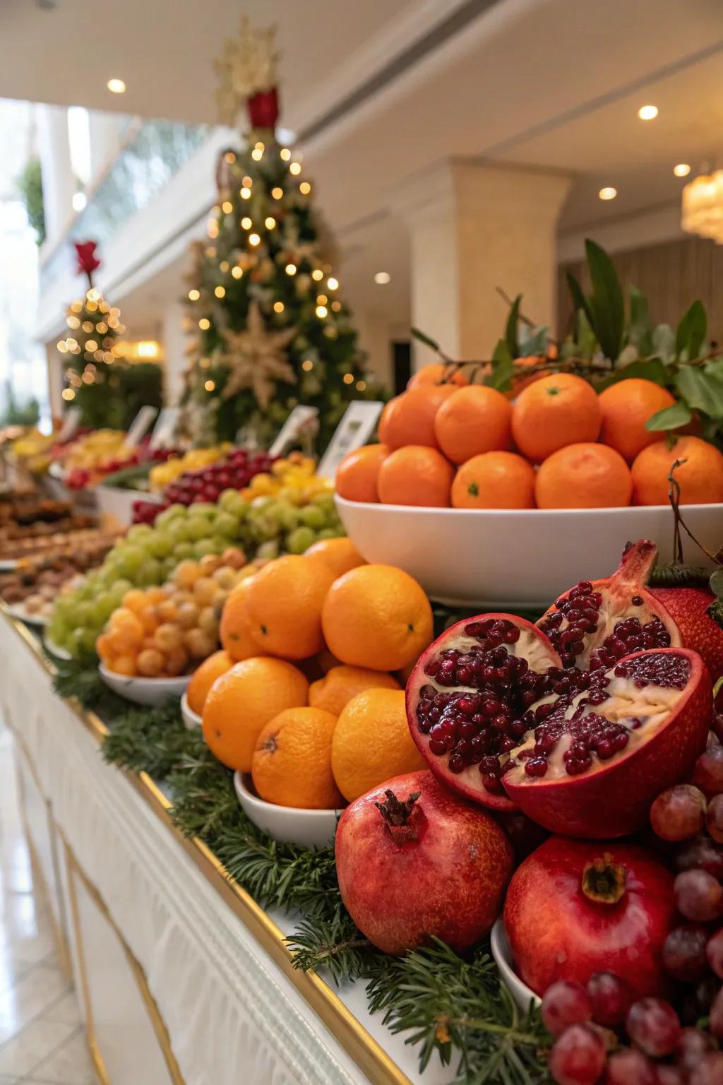 Add color and freshness with a seasonal fruit display.