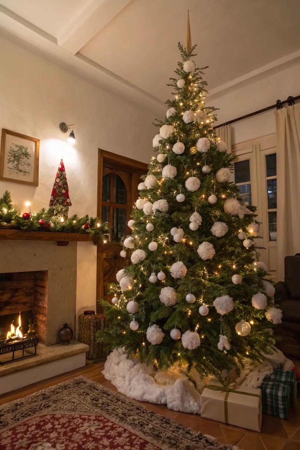 Cotton snow brings a touch of winter magic to Christmas trees in Argentina.