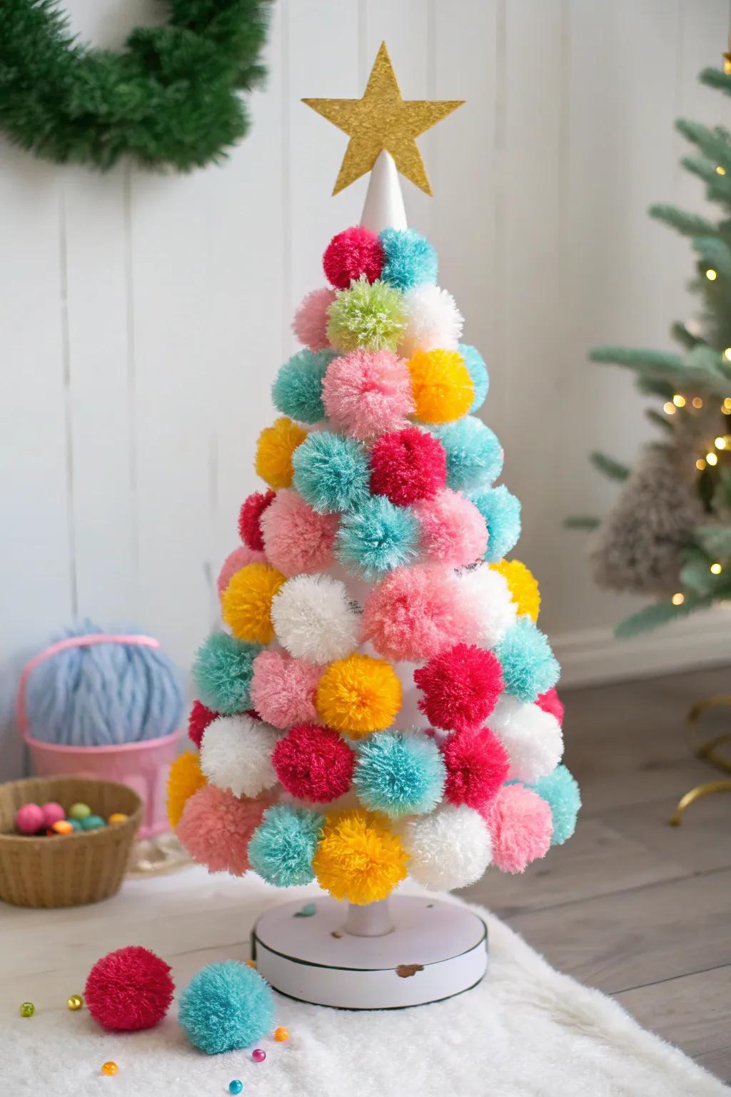 A fluffy pom pom tree that adds color and cheer to any room.