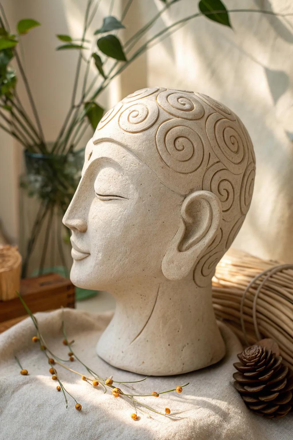 Embrace simplicity and elegance with this stunning clay head inspired by the element of air. A perfect touch of art for your minimalist sanctuary.