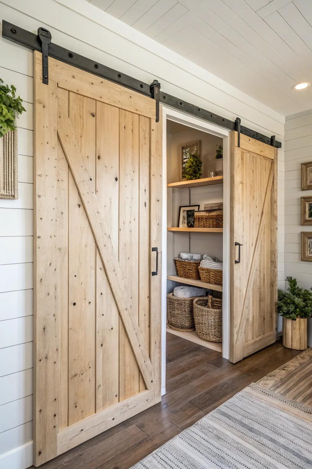 Shiplap doors bring a rustic, farmhouse appeal.