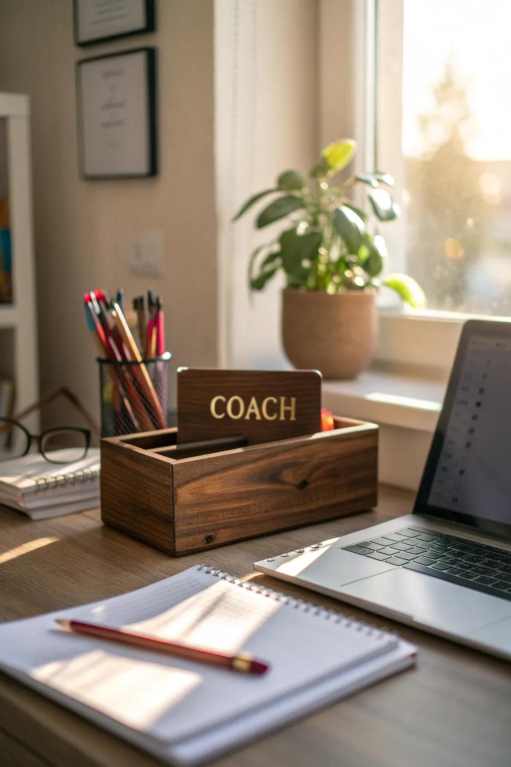 Keep the workspace tidy with a personalized desk organizer.