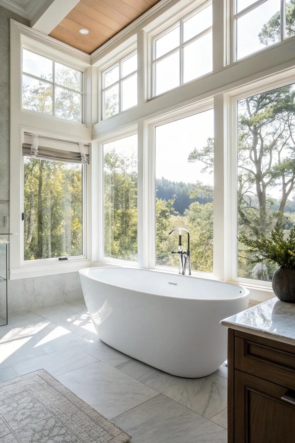 A freestanding tub adds luxury and charm.