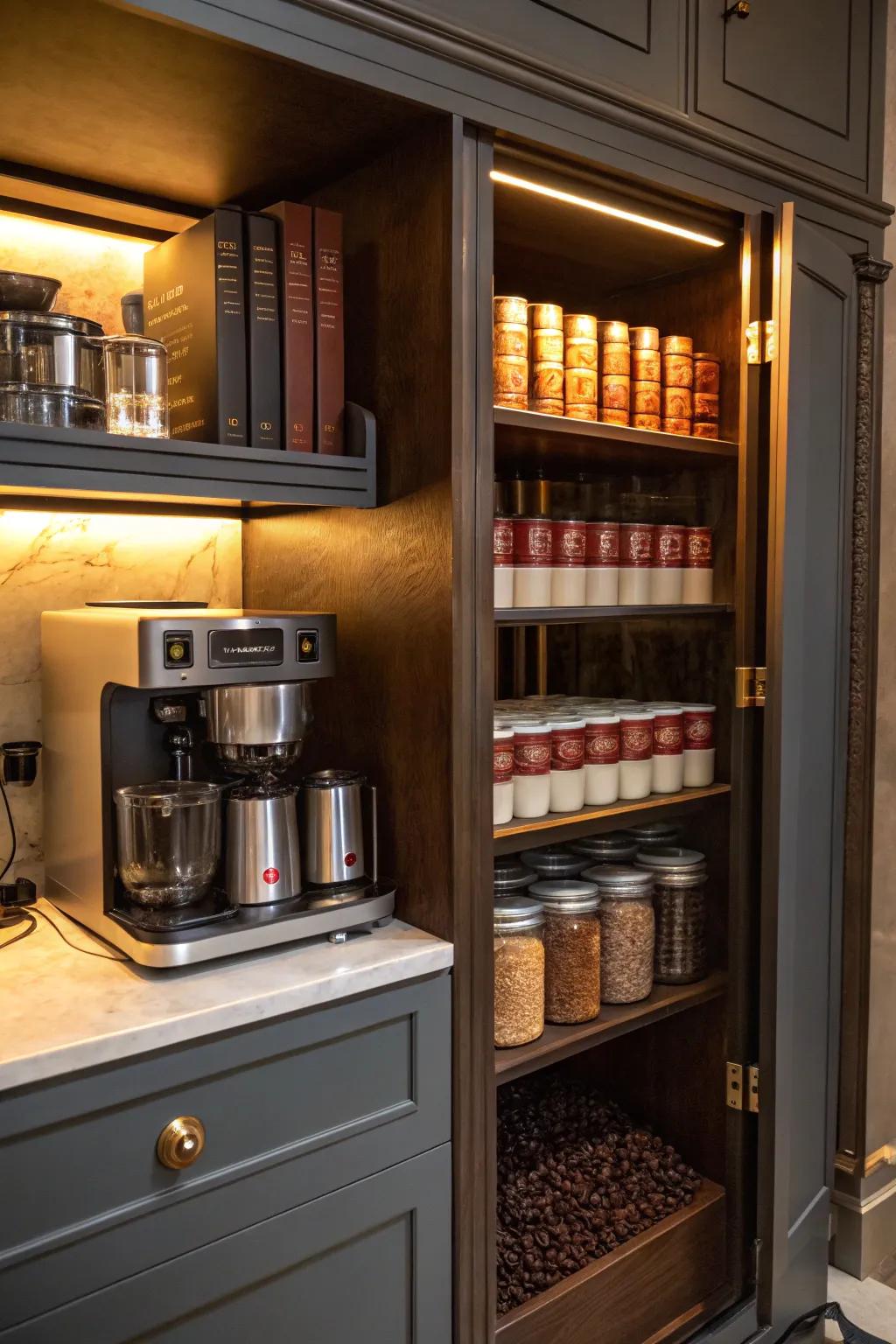 Keep it tidy with a hidden coffee bar solution.