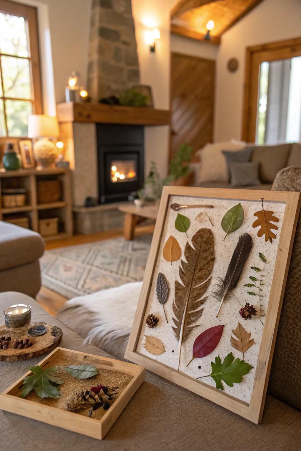 Bring the serenity of nature indoors with a natural elements collage.