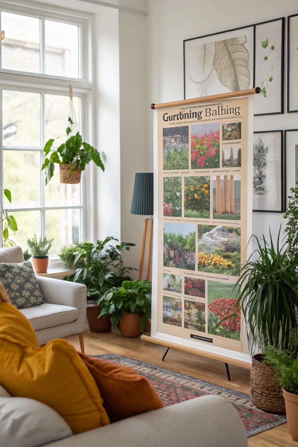 A gardening and plant collage bringing nature indoors beautifully.