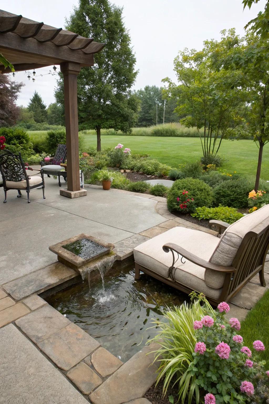 A water feature can add tranquility and charm to your patio.