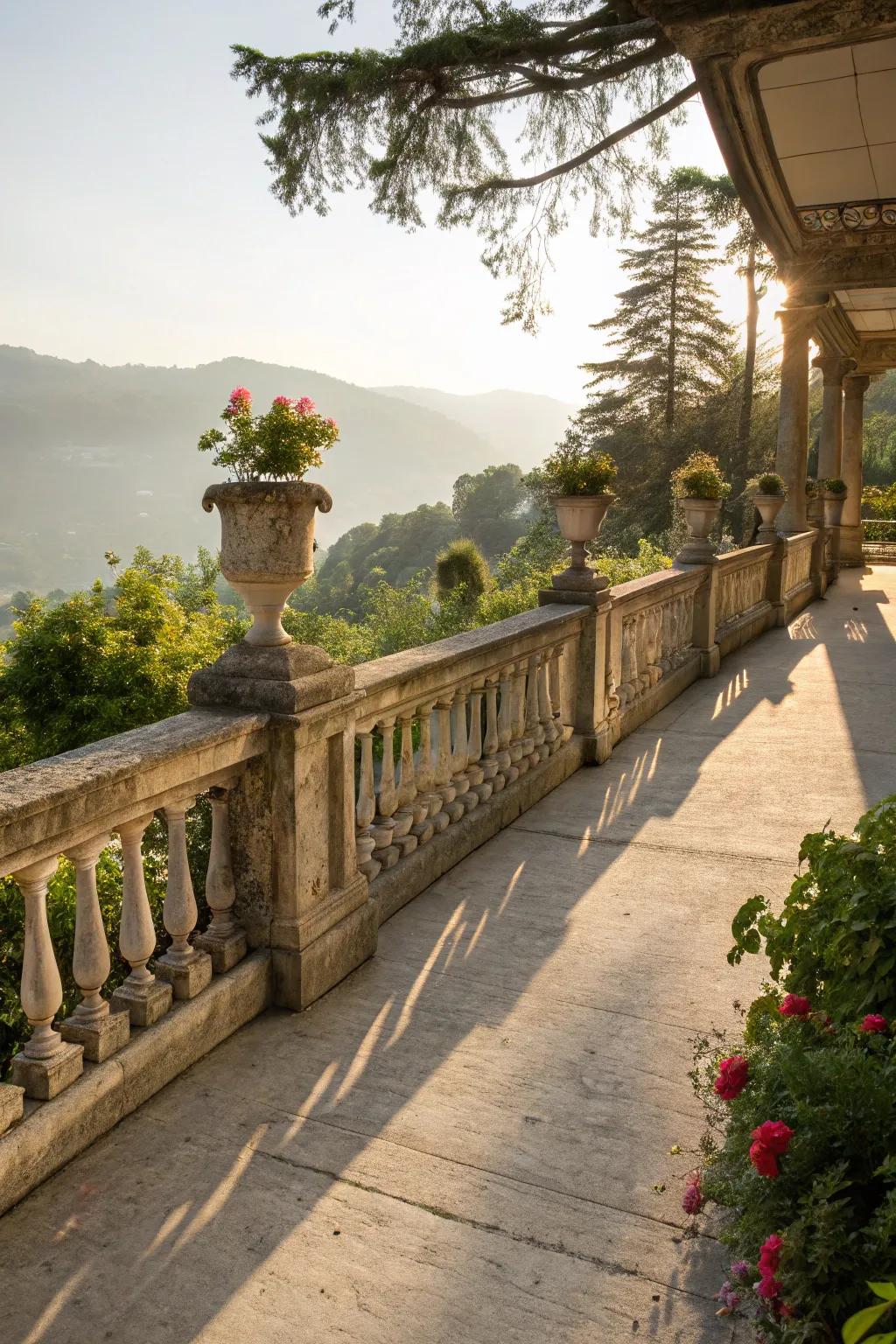 Vintage-inspired railings bring charm and nostalgia to concrete patios.