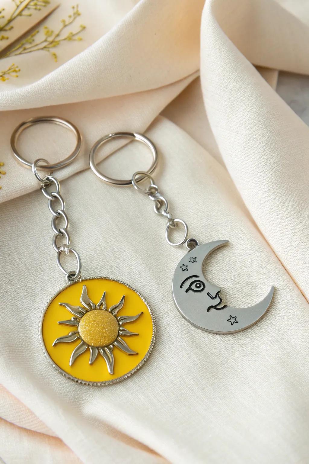 Matching shape keychains: together, they complete the picture.