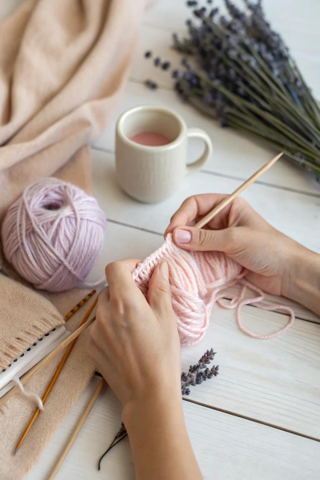 Crafting Calm: Unwind with a cozy knitting session.