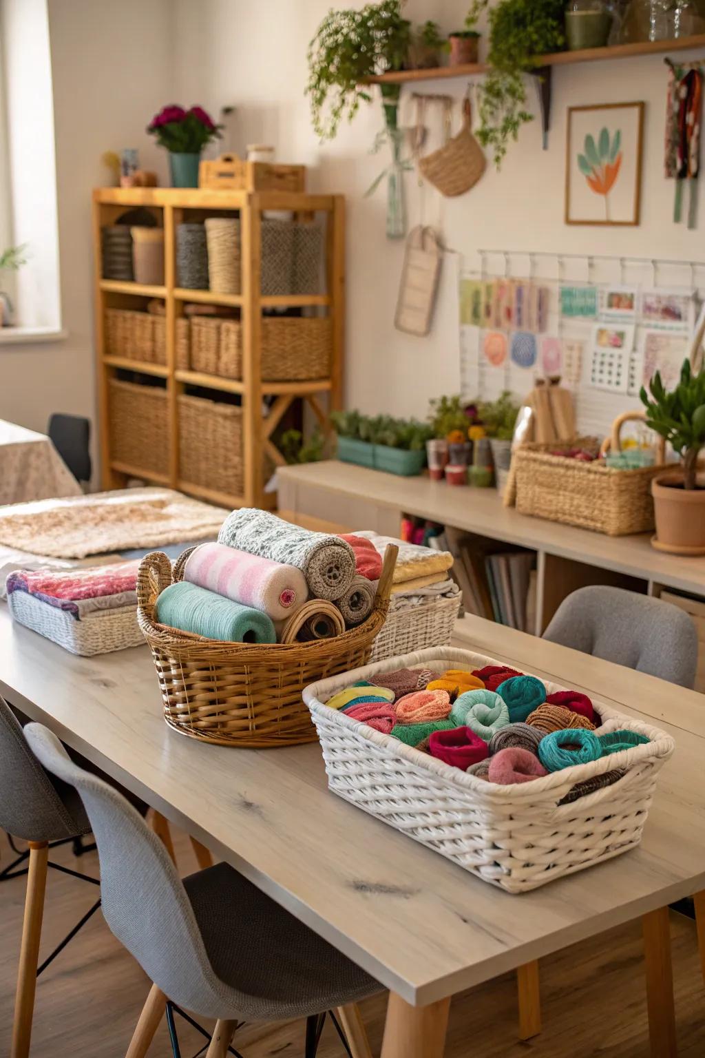 Baskets for organizing and adding charm.