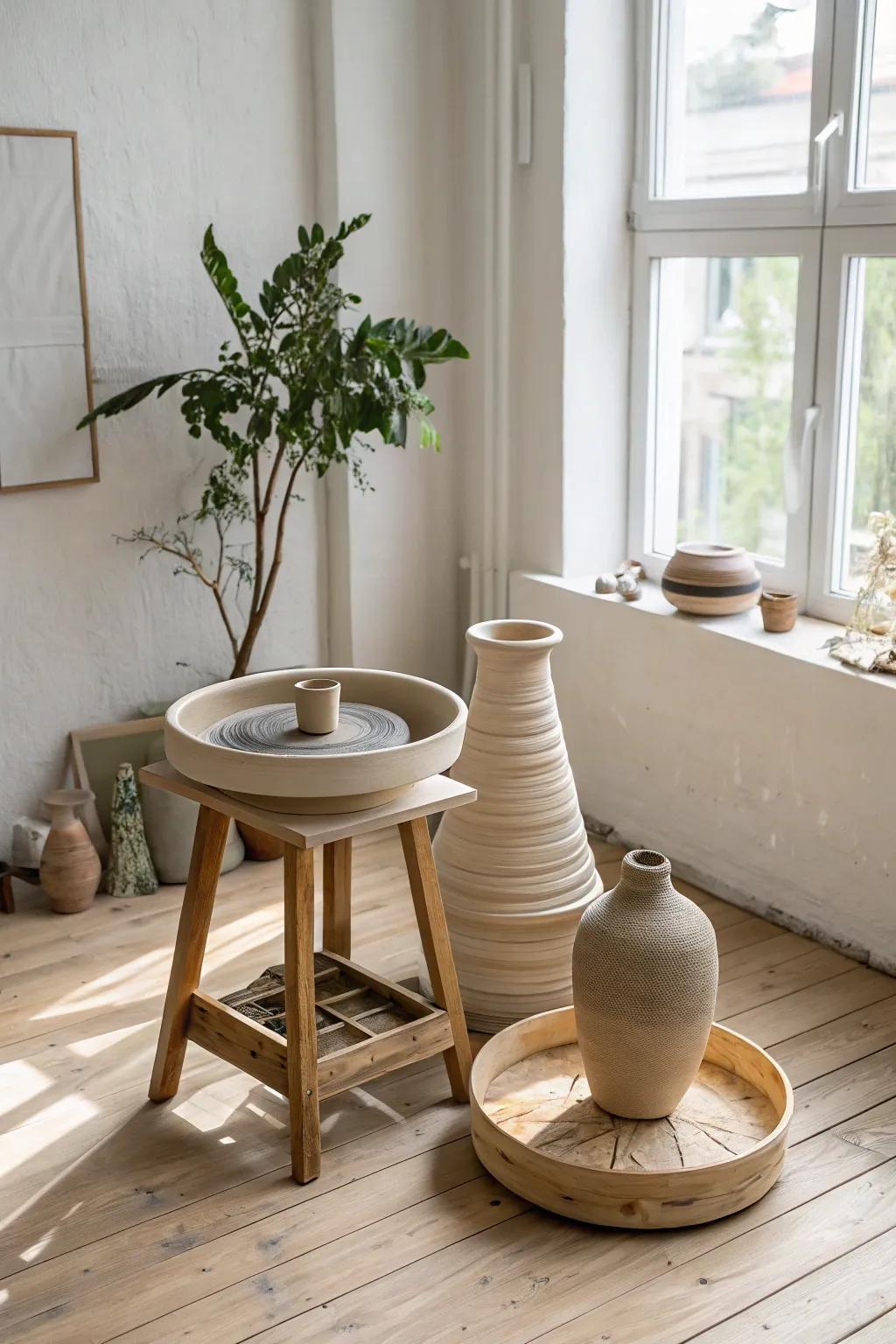 Find your creative zen in a minimalist studio that inspires with simplicity and natural beauty.