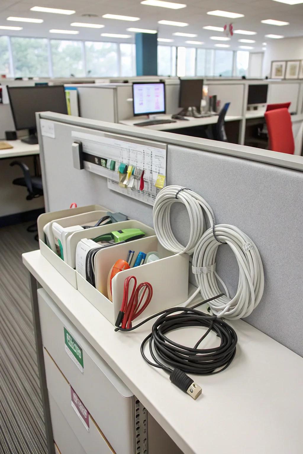 Stylish cord organizers keep your workspace neat and tidy.