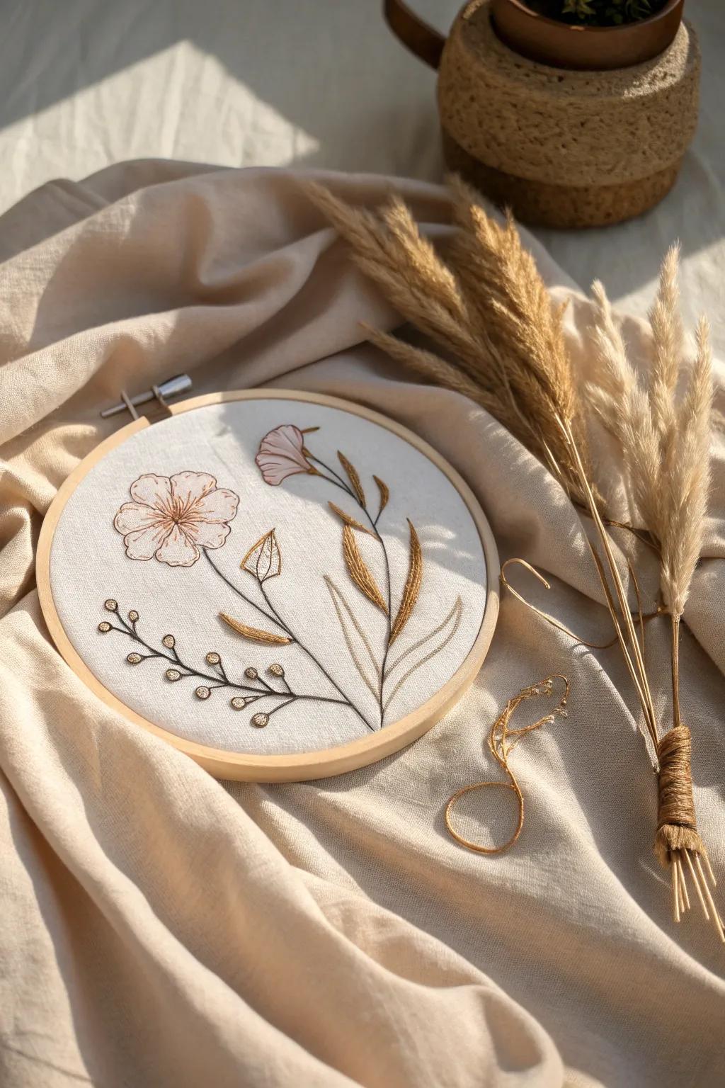 Discover the elegance of minimalist line art with custom embroidery designs. Perfect for adding a touch of modern simplicity to any project.
