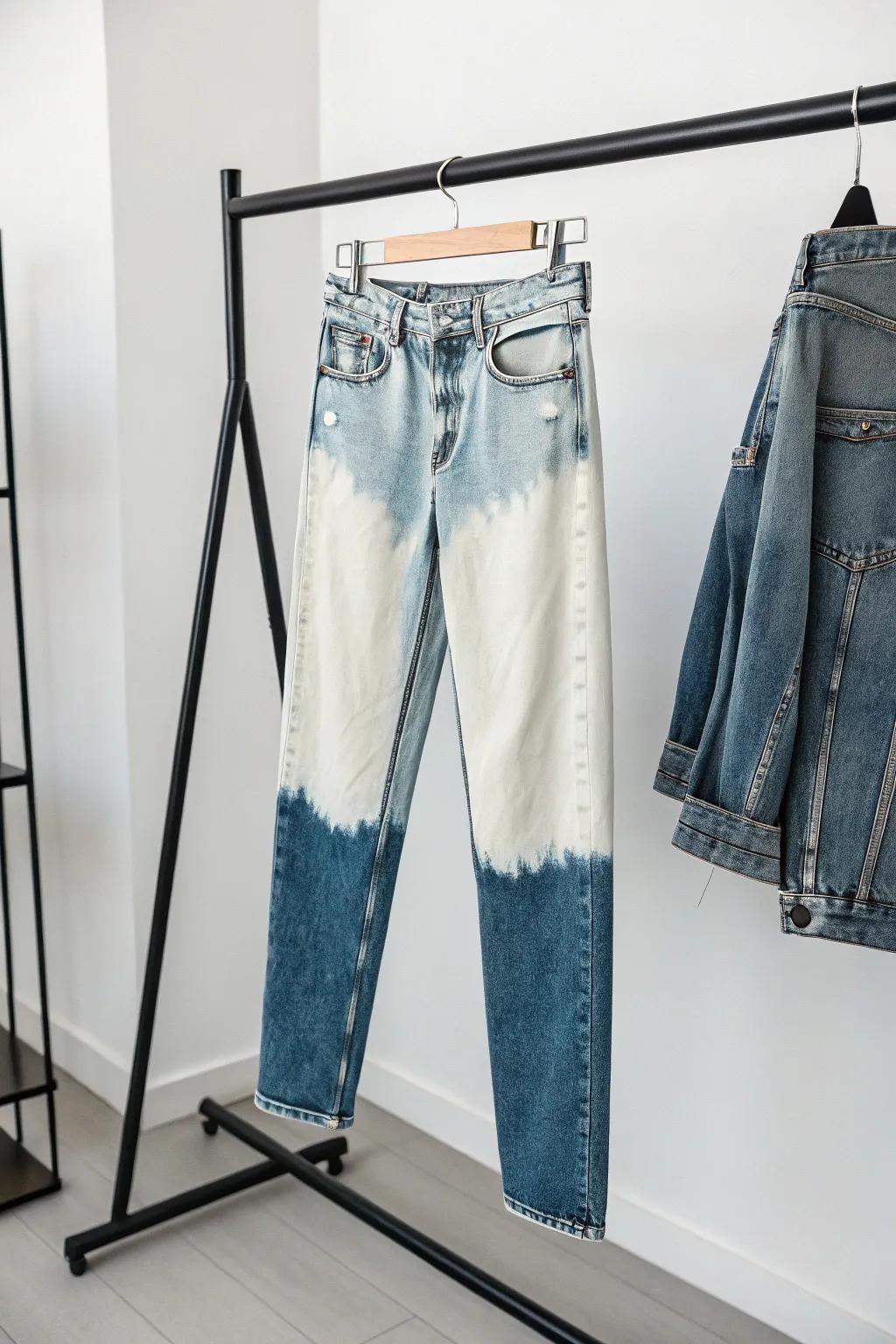 Two-tone bleach effect gives denim a modern twist.