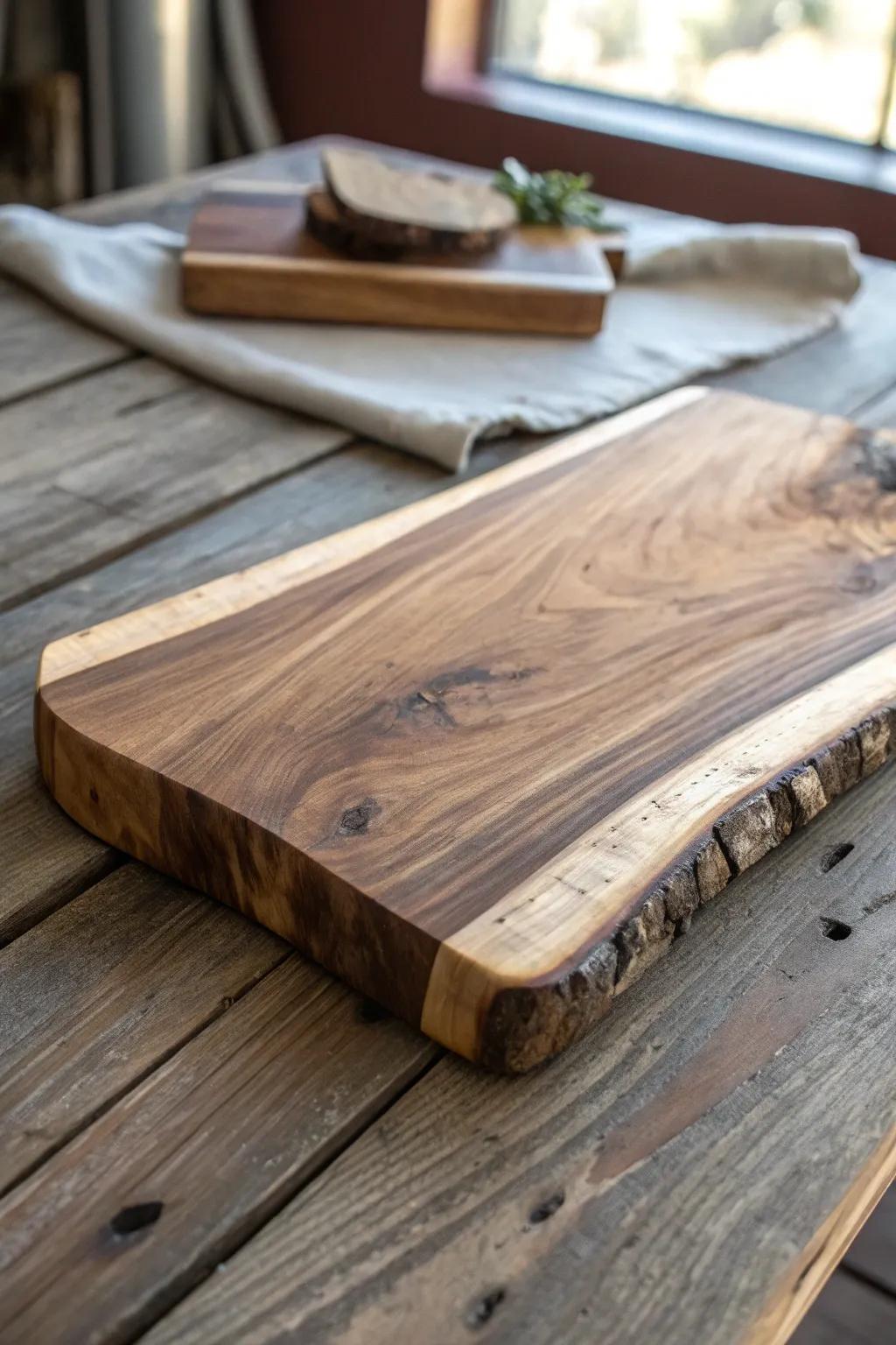 Embrace the art of nature with a live edge cutting board that tells its own story.