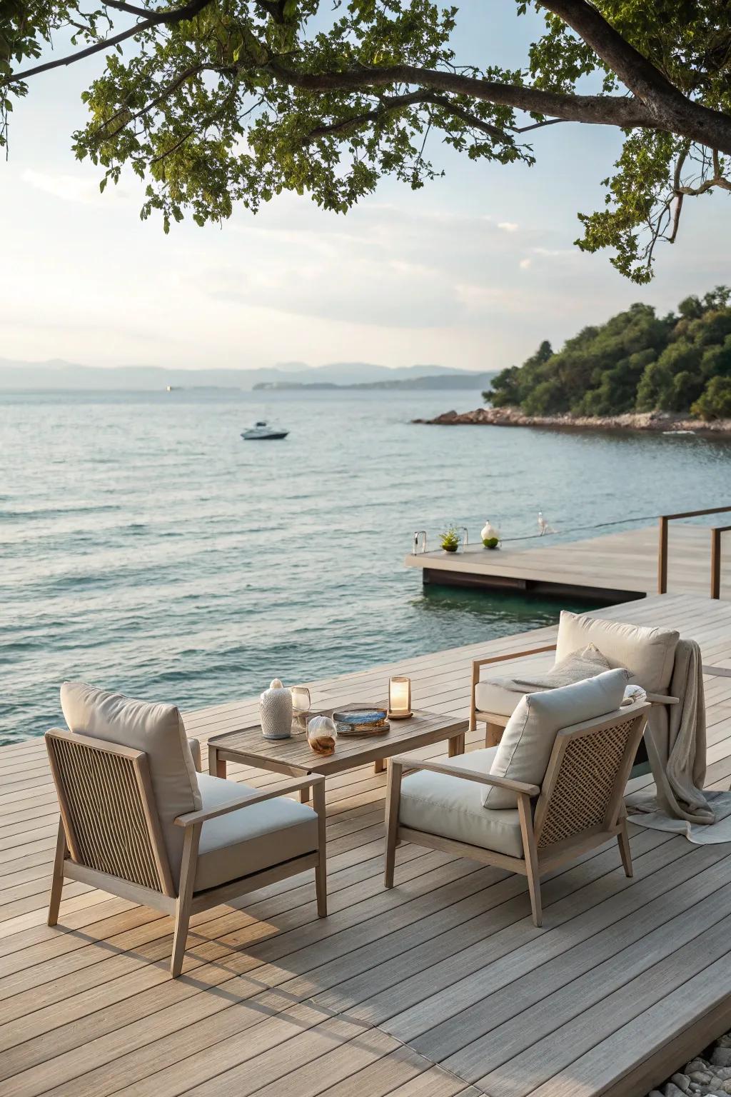 Enjoy peace and tranquility with a waterside deck.