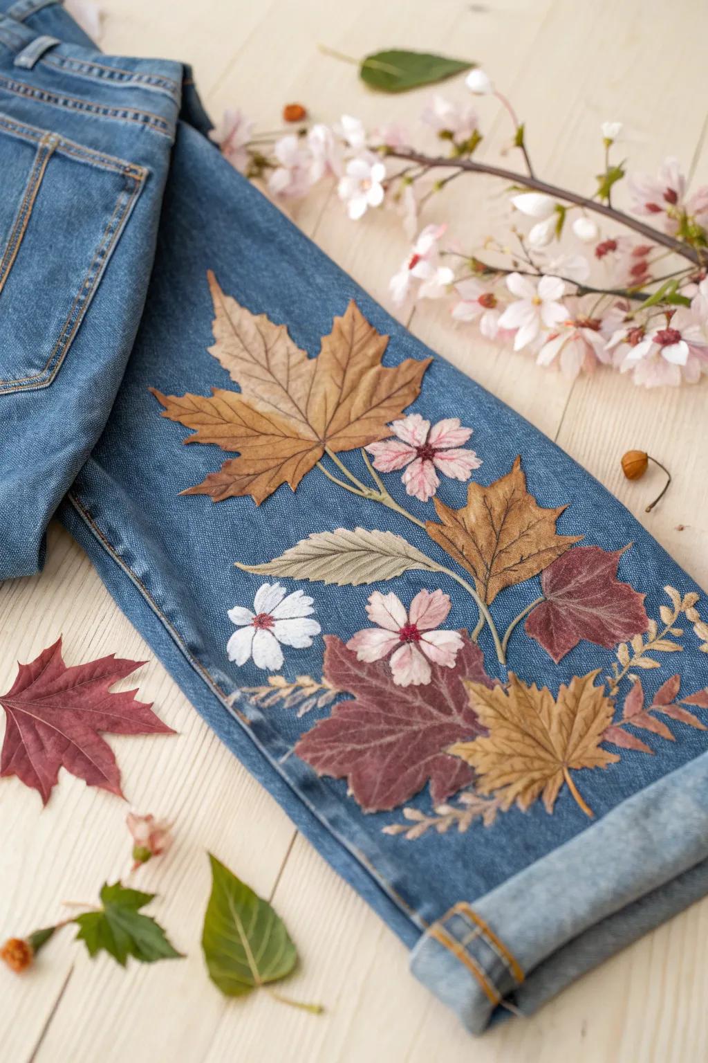 Capture the essence of the seasons with artful denim painting.