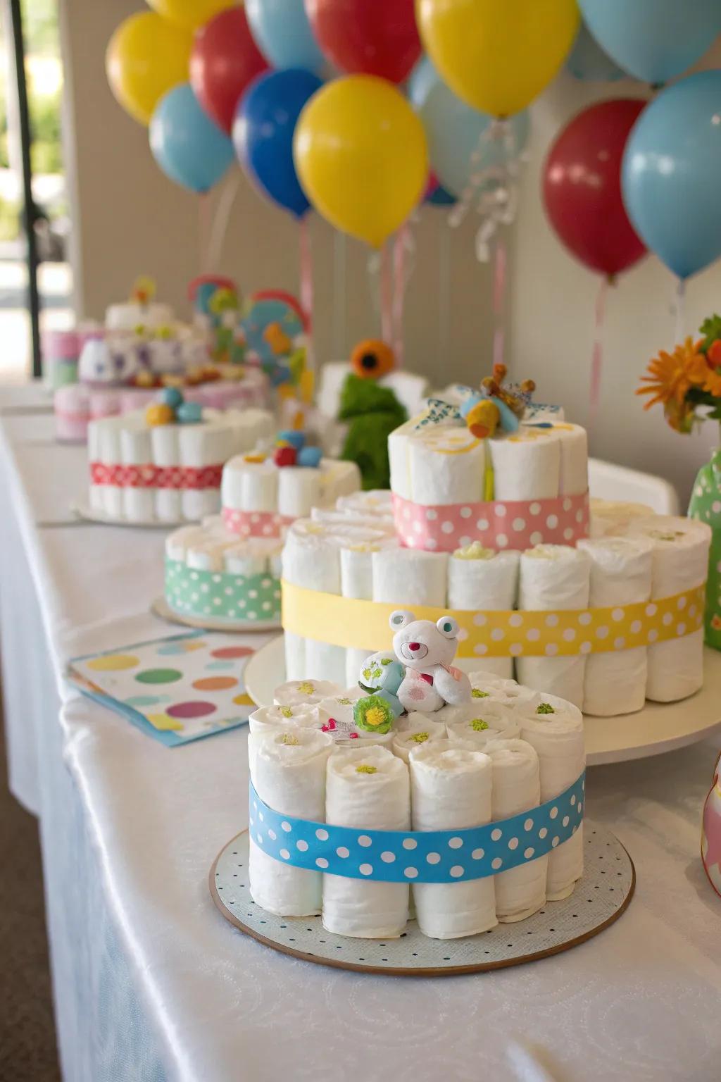 Mini diaper cakes: small in size, big in charm.