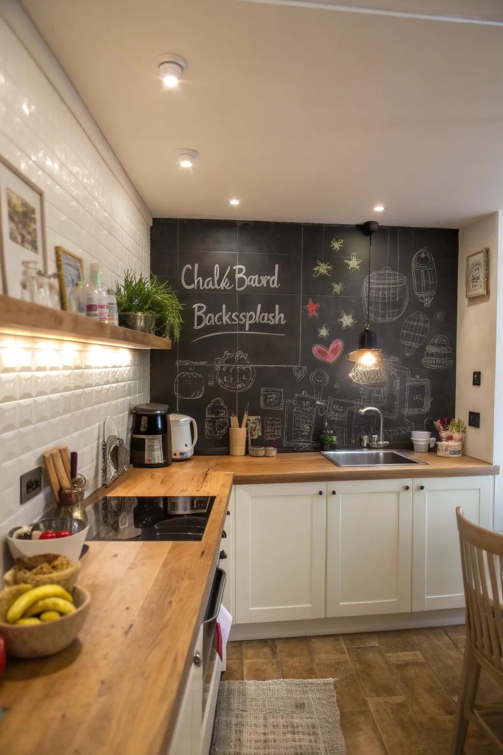 Chalkboard paint offers a fun and practical backsplash.