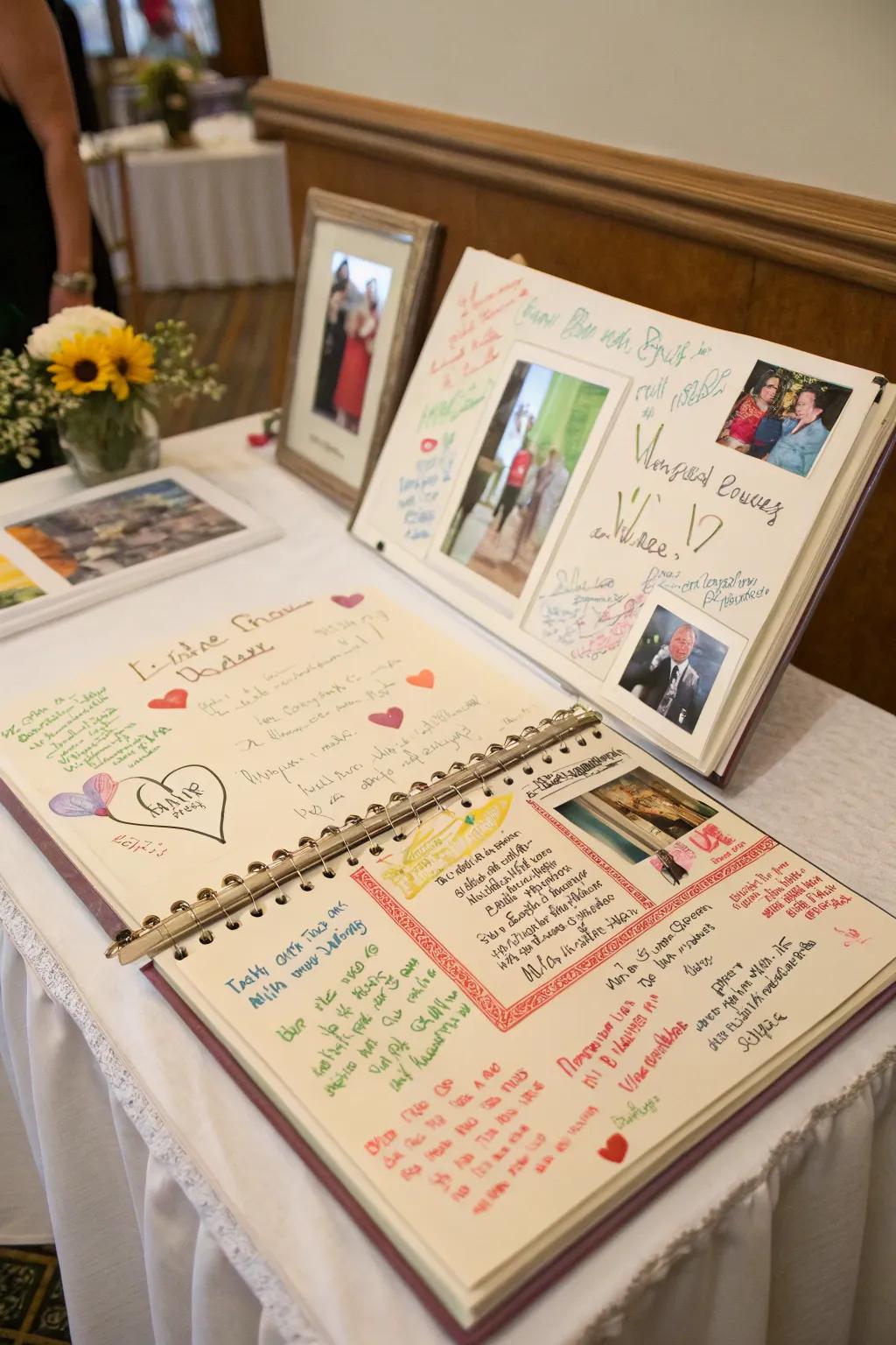 An interactive guest book filled with memories and messages.