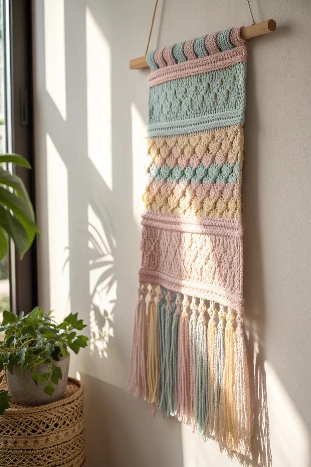 Add a touch of bohemian elegance with a handcrafted woven wall hanging—perfect for brightening up any space!