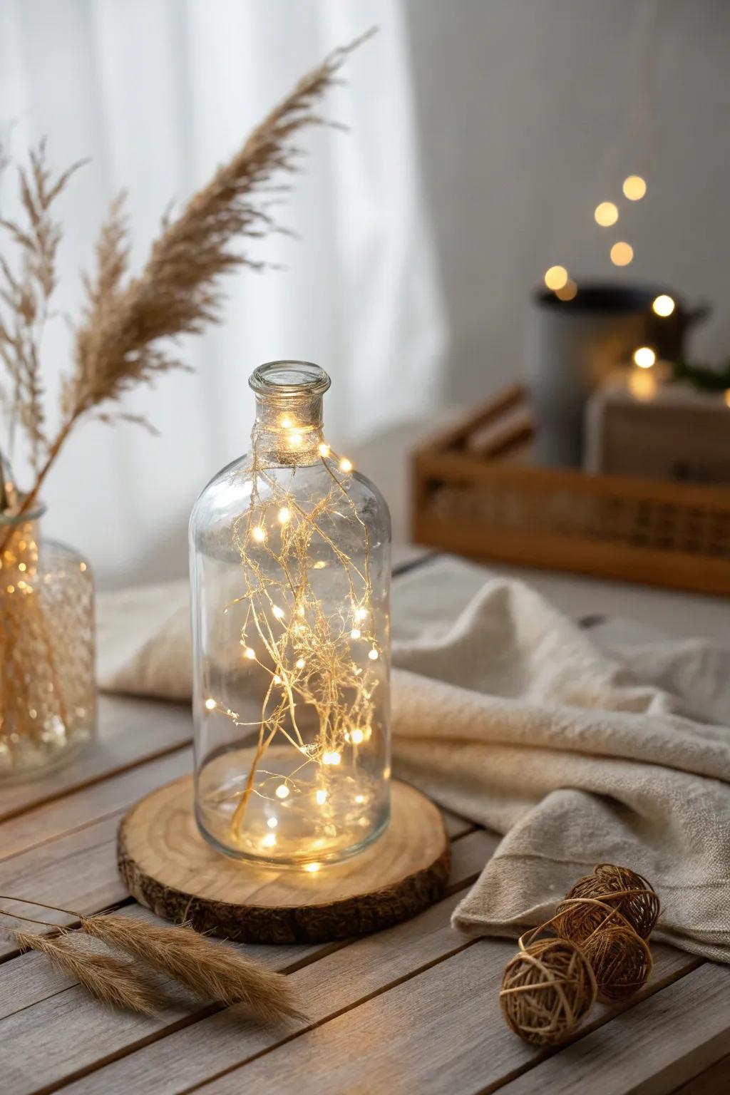 Illuminate your evenings with a touch of magic ✨ DIY string lights in a bottle, perfect for adding warmth and charm to any space.